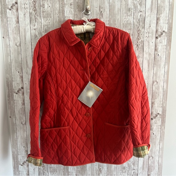 L.L. Bean Jackets & Blazers - L.L. Bean Women's Quilted Red Chore Barn Utility Jacket Plaid Lined New Large
